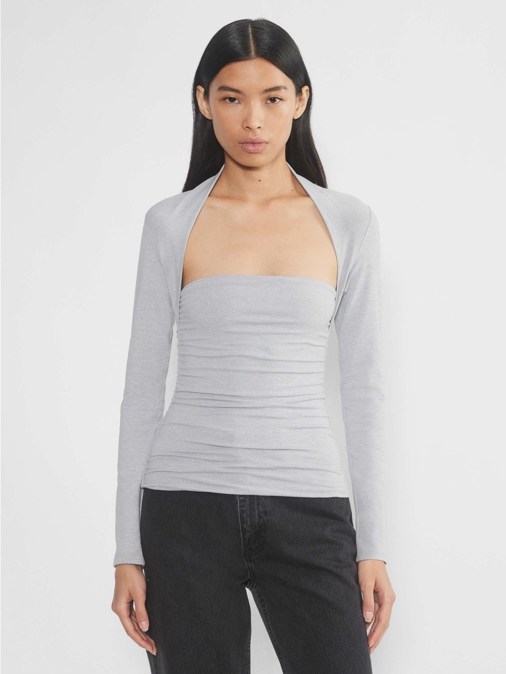 Aritzia Contour Flourish Longsleeve Top Heather Chrome Gray Large New